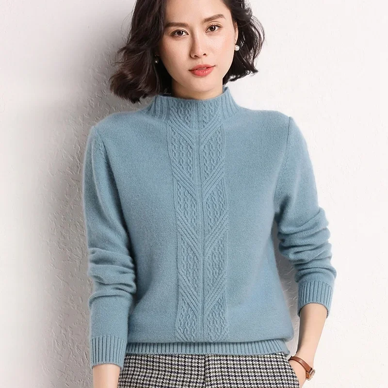 Premium custom woman o-neck wool cashmere sweater