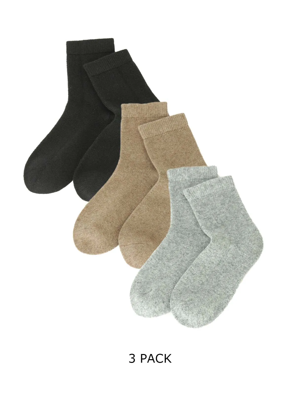 3 Pack Wool Socks Women Causal Warm Quarter Socks