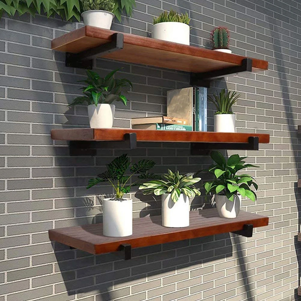 

4 Pcs Shelf Bracket Storage Shelves Heavy Duty Shelving Brackets Black Iron Support
