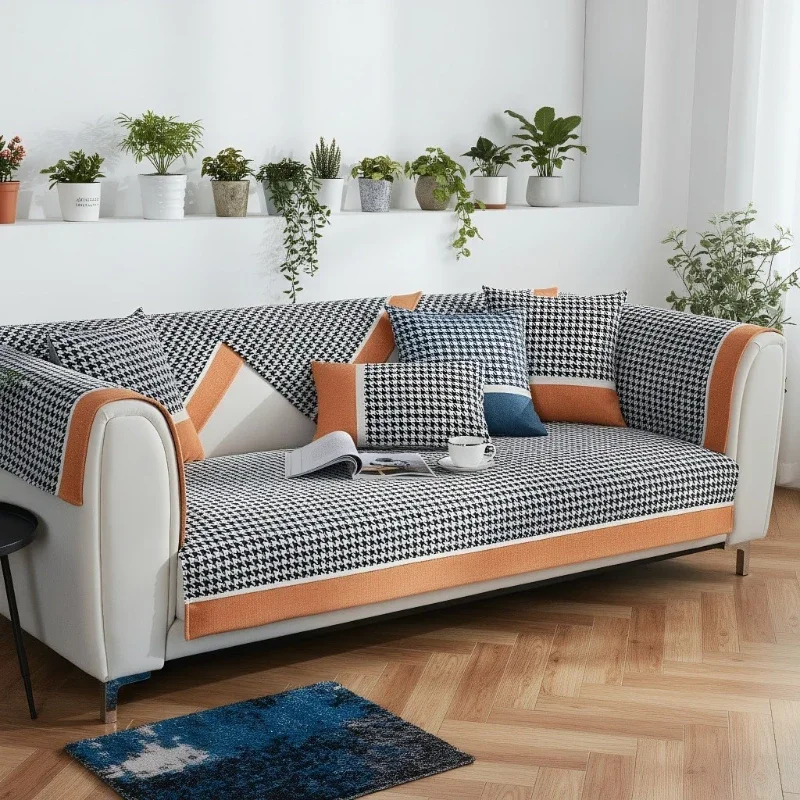 Modern And Simple Thousand Bird Pattern Chenille Sofa Cushions Four season universal Anti Slip Dustproof Sofa Cover Cloth Towel