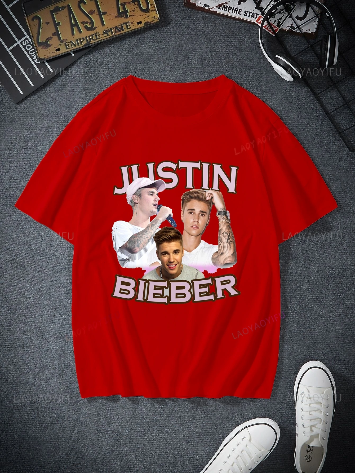 Spring/Summer 2024 New Justin Bieber Cover Poster T-shirt O-Neck Short Sleeve 100% Cotton Casual Unisex T-shirt Street Wear