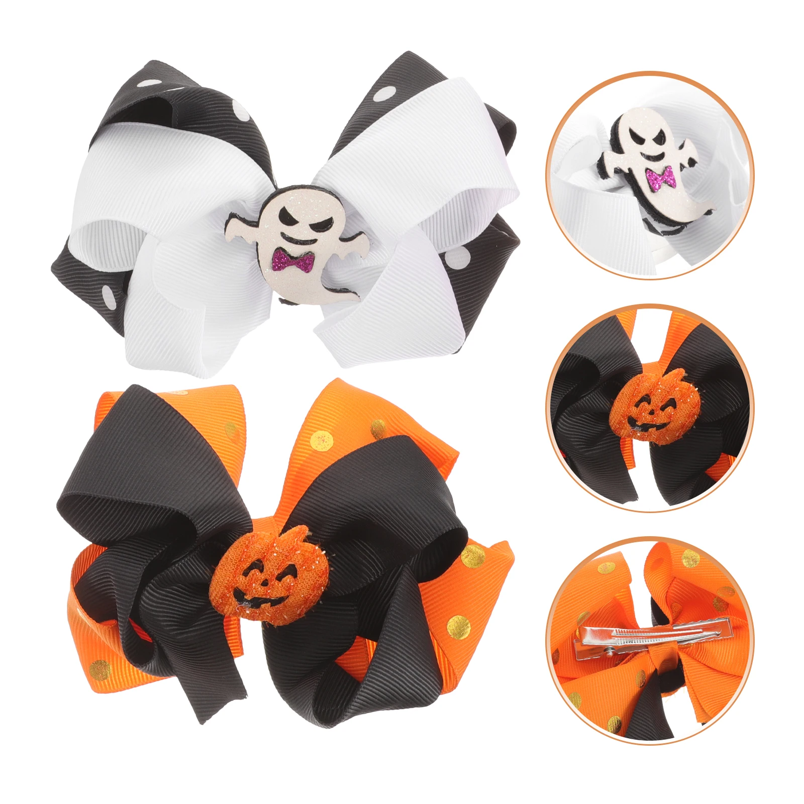 

2pcs Halloween Hair Clips Bow Accessories for Girls Toddler Baby Kids Women Bat Bows Pumpkin Butterfly Knots Elegant Trendy