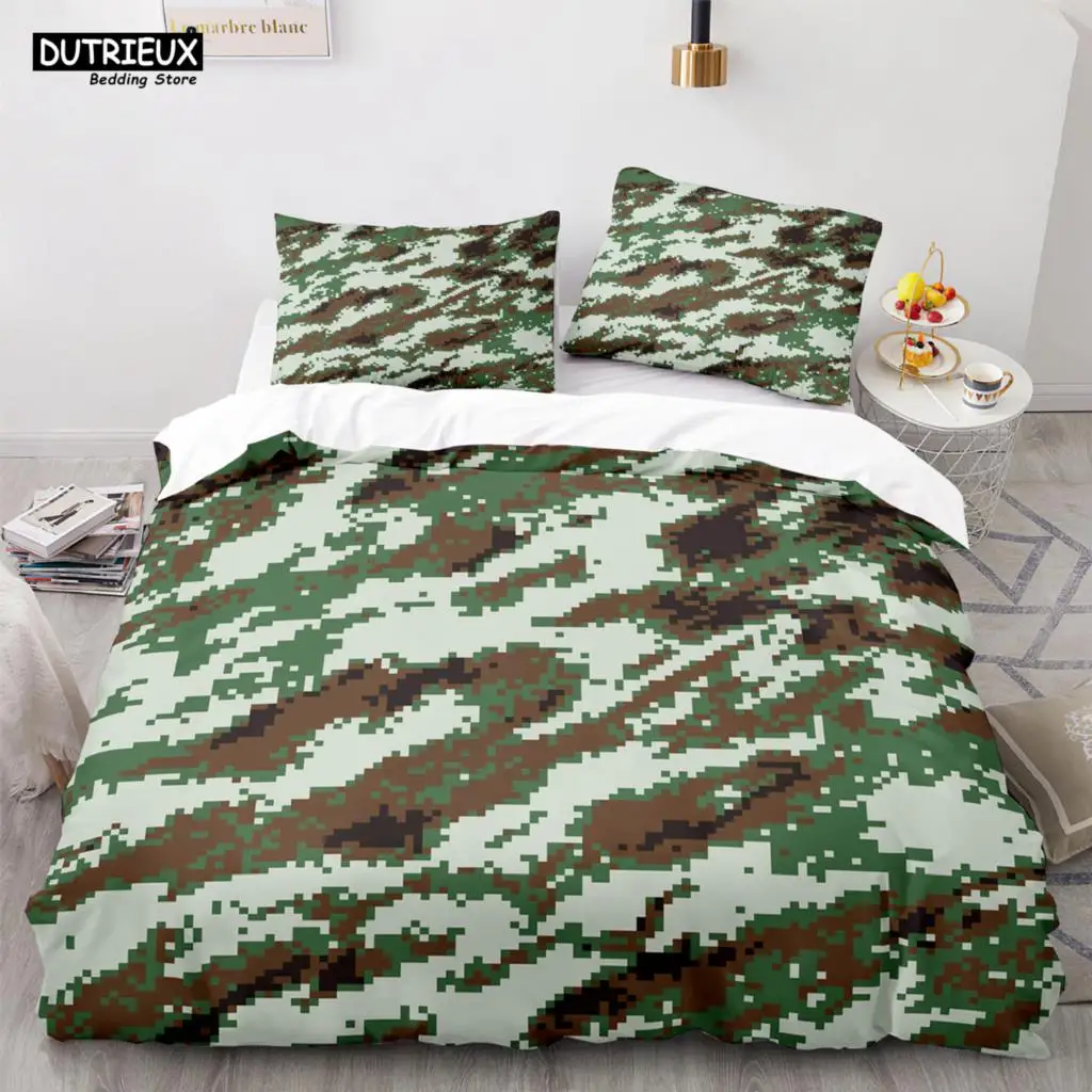 

Modern Camouflage Bedding Set 3D Fashion Green Camo Bed Linen Double Queen King Full Size Soldier Duvet Cover 3pc For Boys Teens