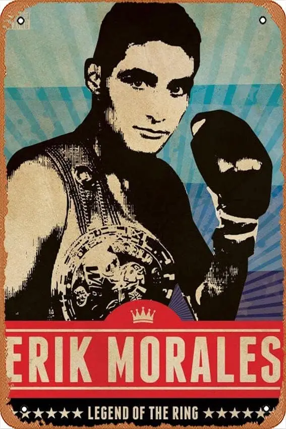 muecddoa Vintage Tin Sign Erik Morales Boxing Metal Sign Retro Wall Decor for Home Cafes Office Store Pubs Club Sign Gift   Plaq