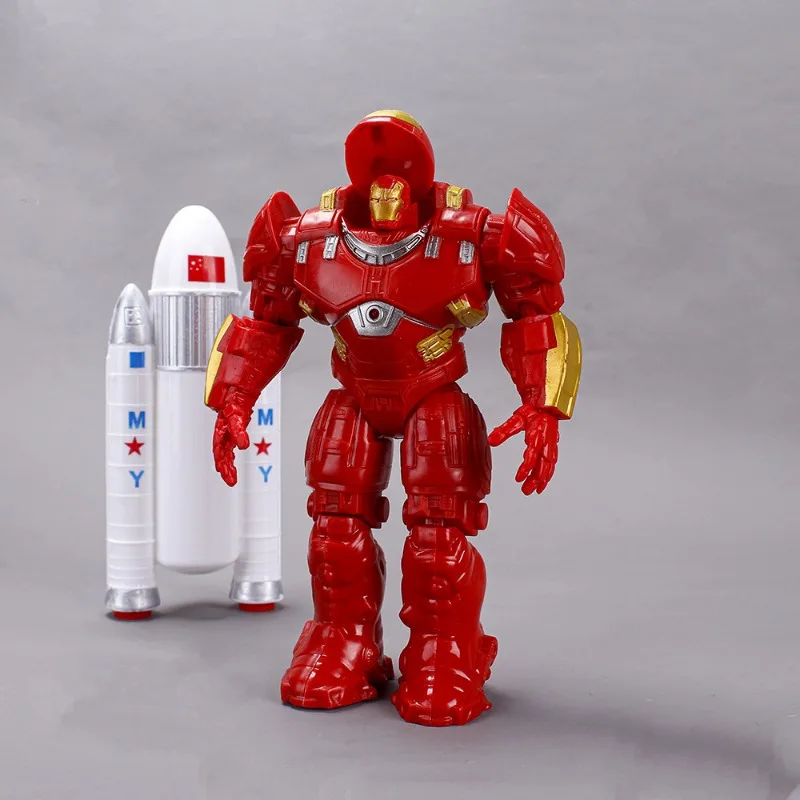 

Hot toys Marvel Avengers Anime PVC Hulkbuster Iron Hero with lamp Q version joint Movable Action Figure Model Toy Figures gifts