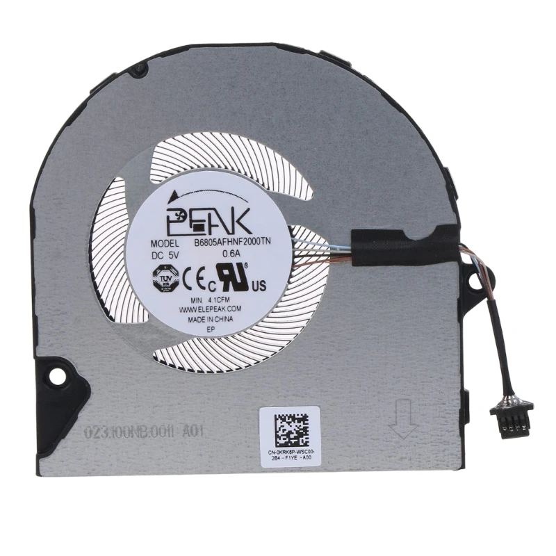 مروحة تبريد للكمبيوتر المحمول DC5V 4-pin 4-wire بالوعة الحرارة بالوعة الحرارة منخفضة الضوضاء ل Inspiron 5410 5415 5510 5515 7415 0KRK6P