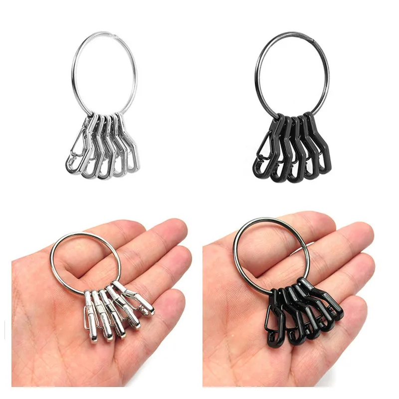 Mini 1PC Quick Release Keyring With 5Pcs TEC alloy Spring hook Keyring Set outdoor Hanging Buckle Carabiner Key Clip Keychain