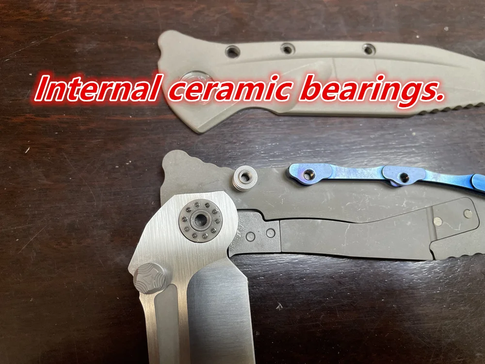 JUFULE New Delta Titanium Handle D2 Blade Ceramic Bearing Pocket Survival EDC Tool Camping Hunting Utility Outdoor Folding Knife