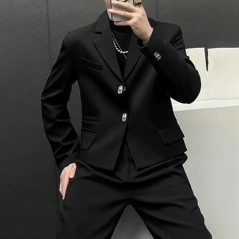 2025 Spring and Autumn New Men's Short Solid Color Suit Jacket Fashion Retro Trend High Street Simple Loose Casual Men's Jacket