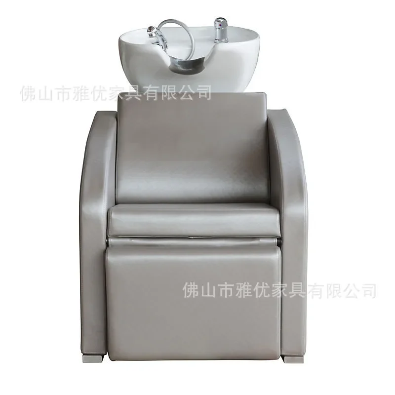Cross-border foreign trade stainless steel shampoo bed barber shop special sitting semi-lying electric shampoo flush bed