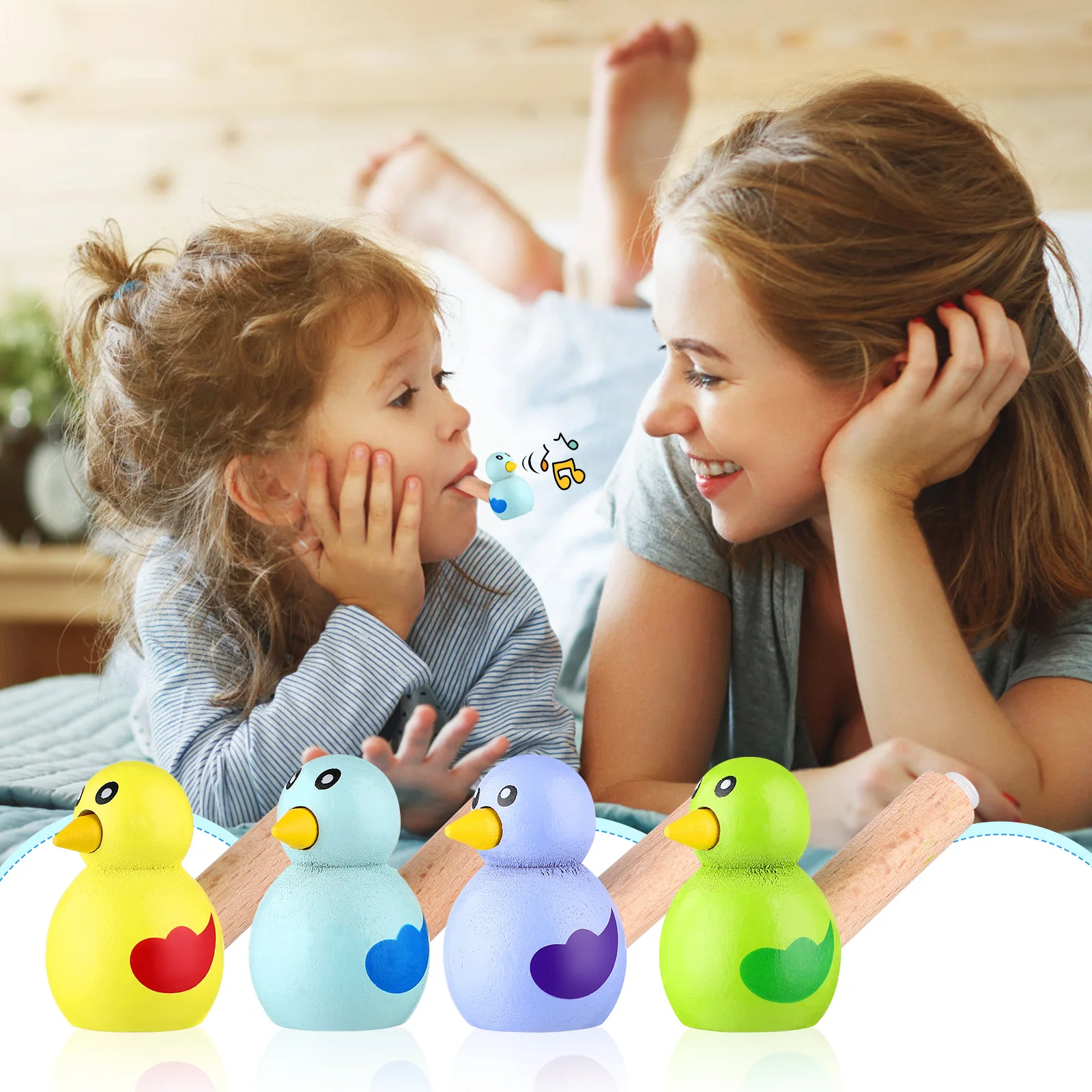 

15 Pcs Wooden Bird Whistle Toys Cartoon Shape Musical for Kids Party Birthday Festival Sports Events