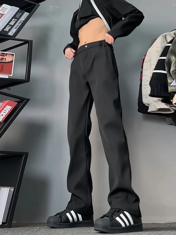 

Мужские брюки-клеш High Street Cool: легкие, роскошные, облегающие, с эффектом стройности, в стиле Ins, с низкой посадкой, свободного кроя