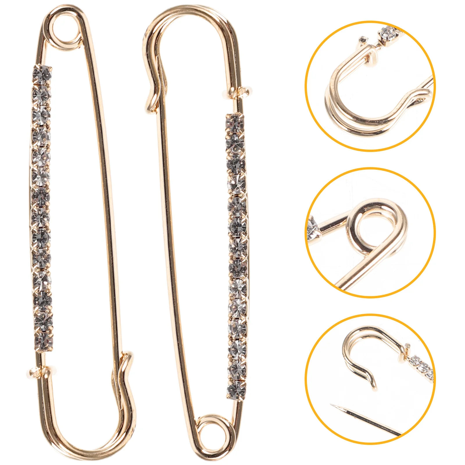 

12pcs Safety Pin Rhinestone Decorative Brooch Metal Small Pins For Clothing Fixing Diy -Use Dress Fastener Clips