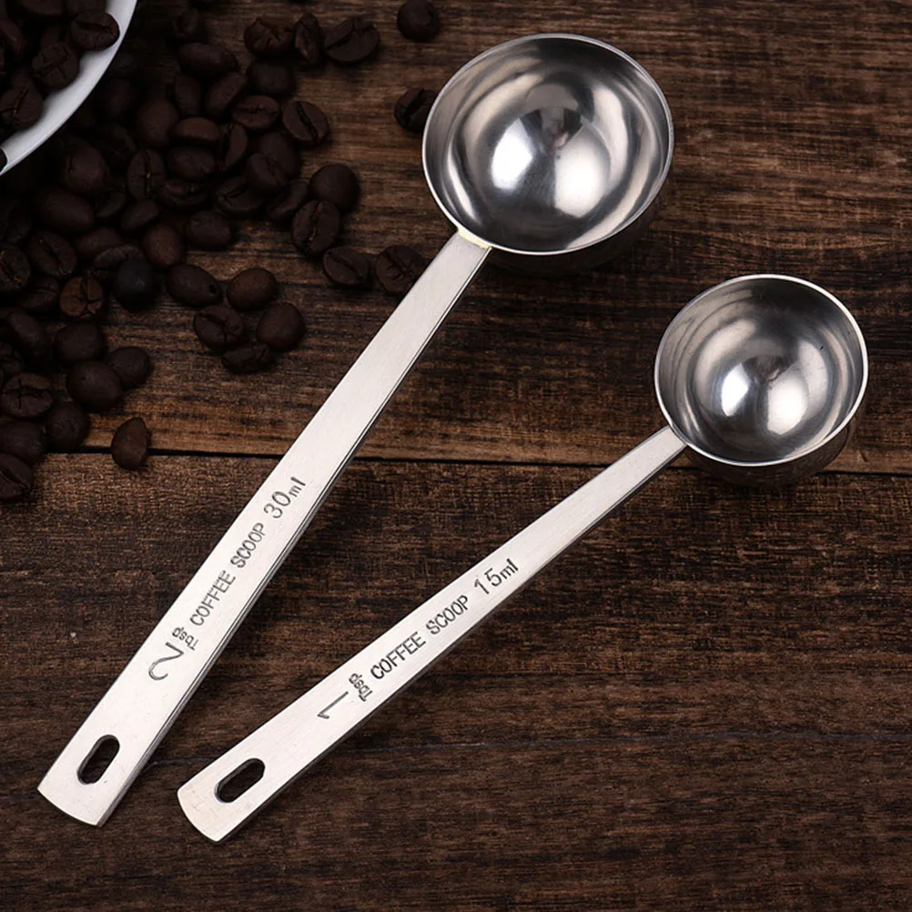 

2Pcs Coffee Measuring Spoons Stainless Steel Metal Single Head Scooper Powder Scoop for Milk Sugar Flour Baking Soda Kitchen