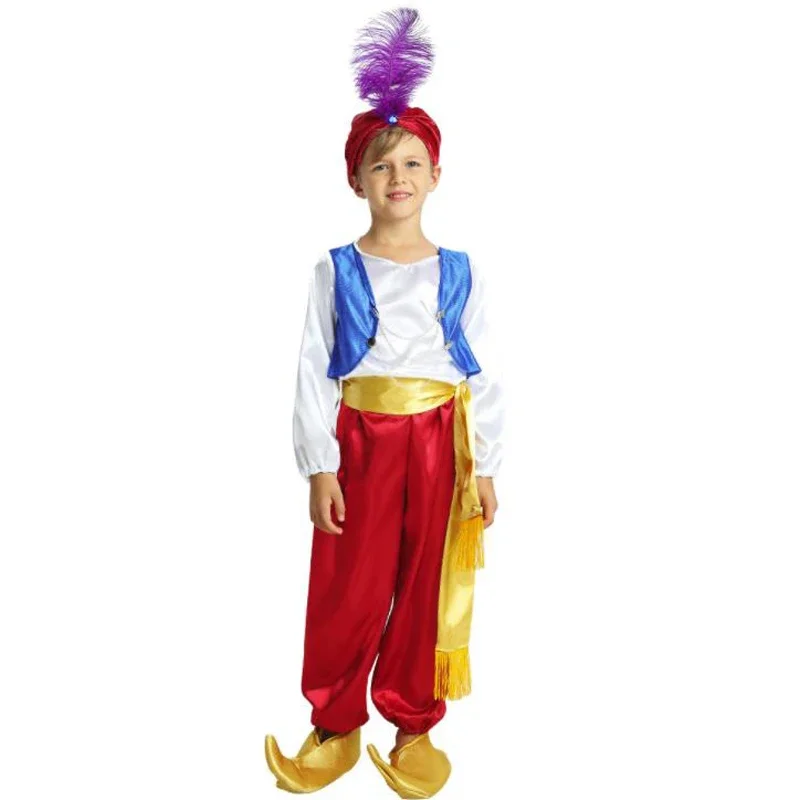 Bambini Bambini Festa di Halloween Costumi di Aladino Lampada di Aladino costume di genius Adam principe Fantasia Abbigliamento arabo bambino ragazzo Carnevale