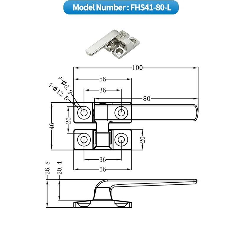 Poignée de porte et de fenêtre d'armoire de distribution de machines industrielles en acier inoxydable, poignée éloignée, grand équipement d'ingénierie, poignée de nervure de porte