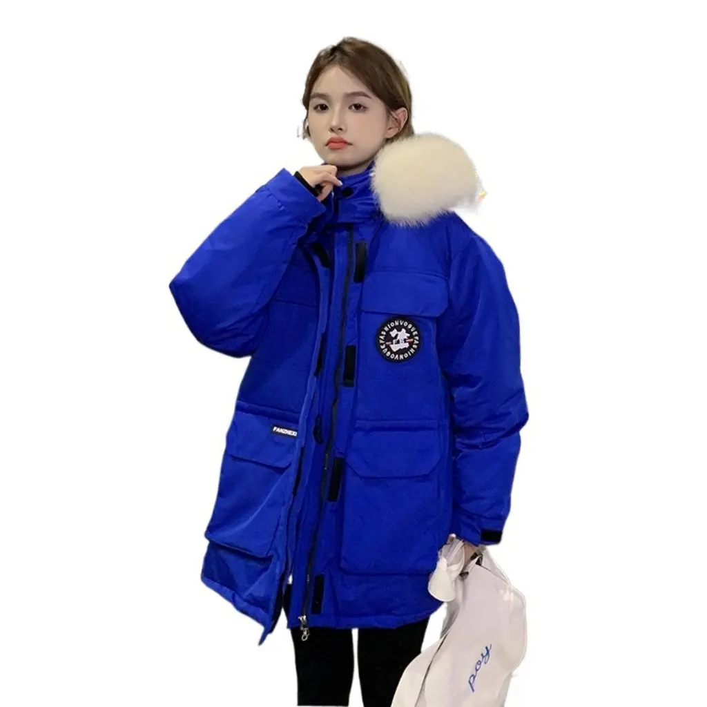 

Новая женская хлопковая куртка, парка в корейском стиле с завязками на талии, утягивающий меховой воротник, рабочая одежда, верхняя одежда