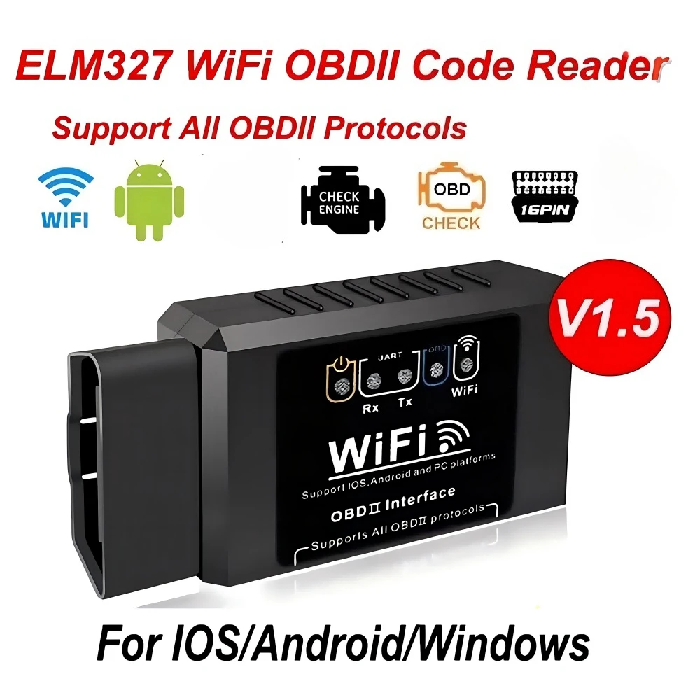 

Popular ELM327 WiFi OBD2 Code Reader Scanner V1.5 Car Diagnostic Tools Car Fault Detector For Android/IOS/PC 16PIN Connector