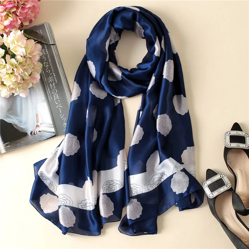 Spring Scarf Women\'s Luxury Design Scarf Silk Smooth Scarf Soft Muslim Headband Shawl Beach 85x180cm