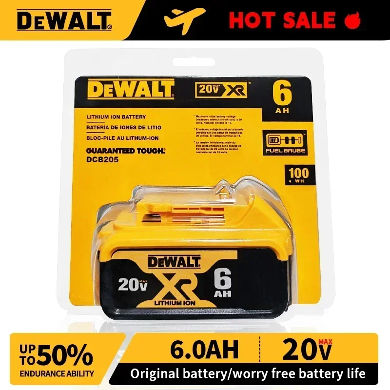 

100% оригинальный аккумулятор 20 В MAX, замена электроинструмента для DeWalt DCB184 DCB181 DCB182 DCB200 20 В 5A 6A 18 В 20 В аккумулятор