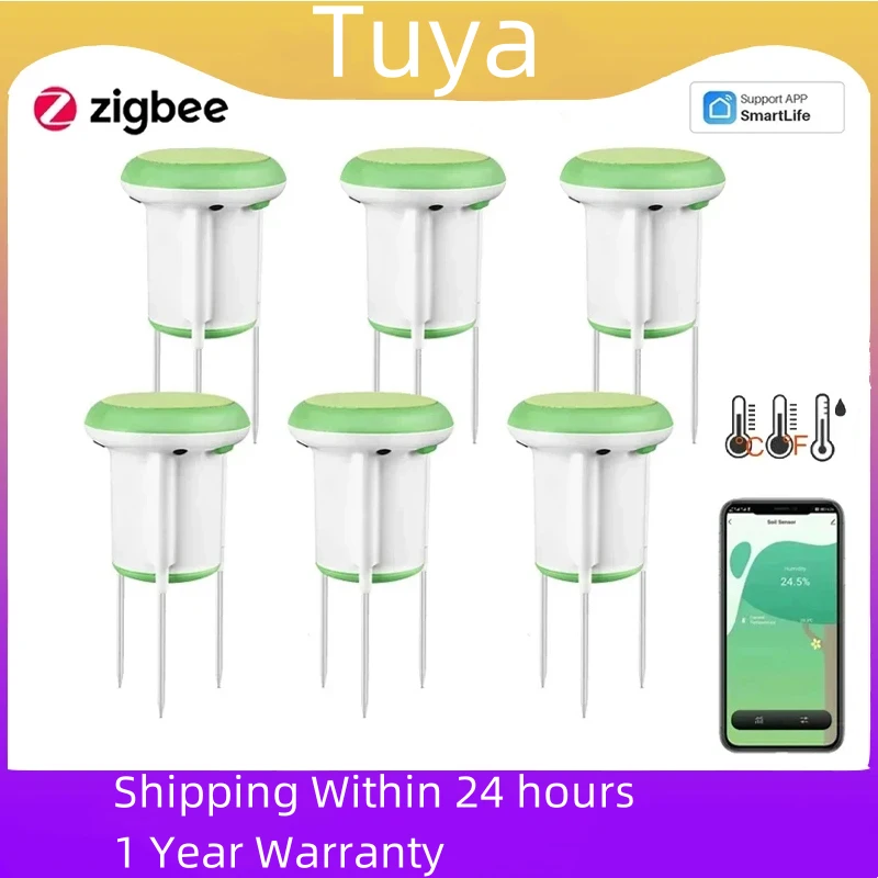 Tuya Smart Soil Temperature and Humidity Monitor Zigbee Waterproof Thermohygrometer Sensor Garden Automation Irrigation Detector