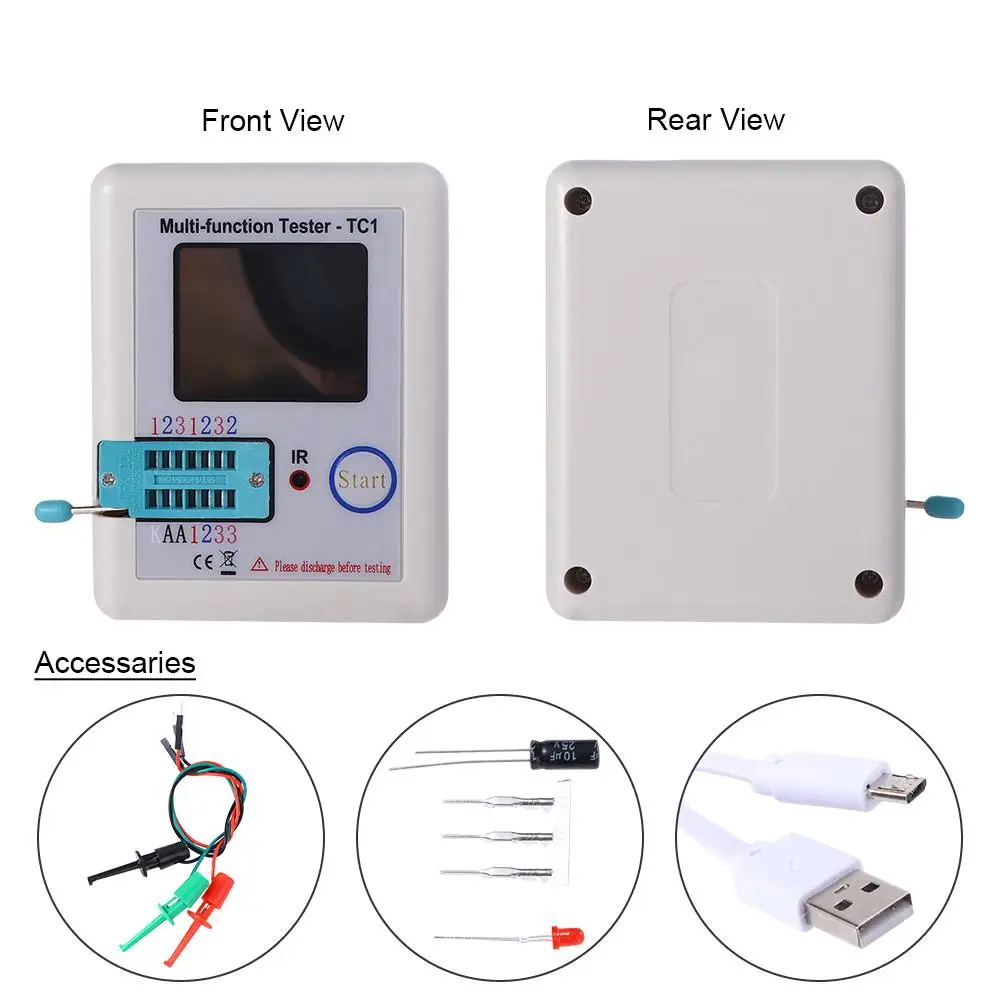 

1.8“TFT Multifunctional LCD Resistor Test Meter Capacitor Resistor Test Multi-meter Transistor Tester Diode Triode Capacitor