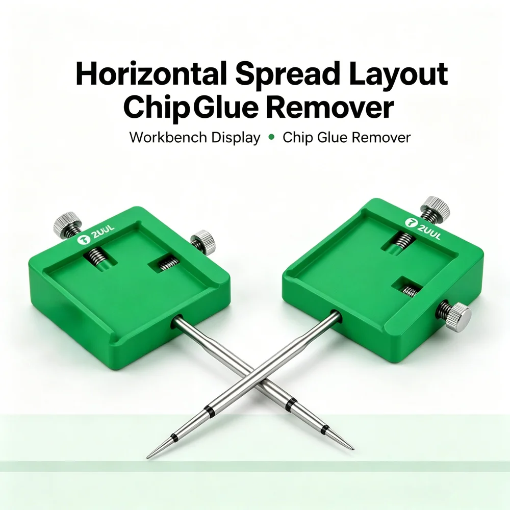 Mini Green 2UUL Chip Glue Removal Heating Platform Lockable Position Needle Holder For Cell Phone Motherboard IC Maintenance Kit