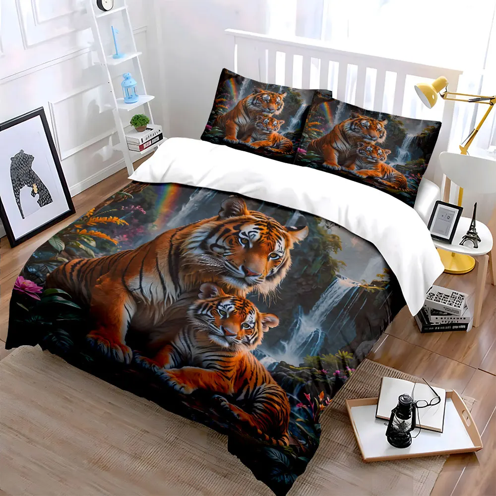 

"Wildlife Tiger Wall Decor" Multiple sizes kid's and adults' bedroom Exquisite 3PC bedding set, gift