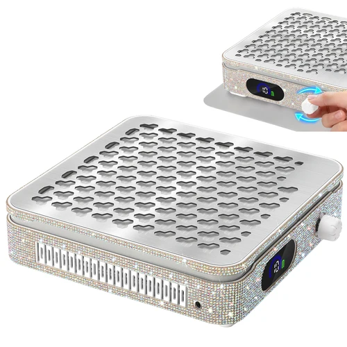 DianaBeauty-aspiradora de uñas de 4000RPM, recolector de polvo de uñas recargable con batería de 2800mAh y diseño de diamantes de imitación, arte de manicura