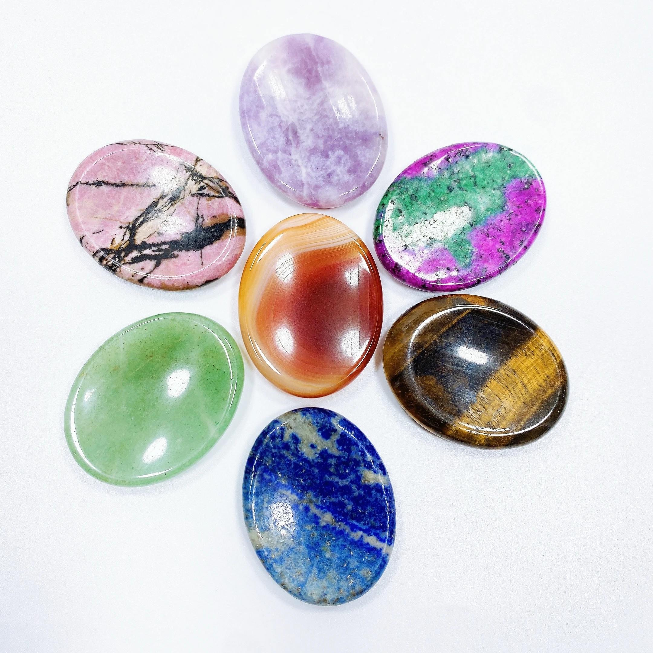 Natural Stone Thumb Worry Stone Crystal Quartz Oval Pocket Massage Palm Reiki Healing Therapy Meditation Spiritual Flake Gift view 2