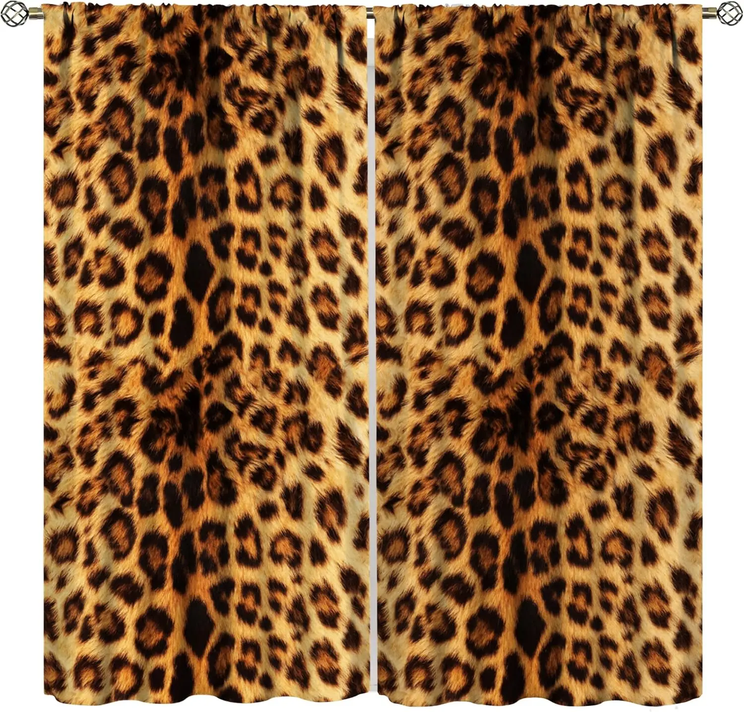 

Шторы YCness с леопардовым принтом, имитация меха животных, коричневые, для детской комнаты, в стиле дикой природы, 3D, рустик, сафари, 2 панели