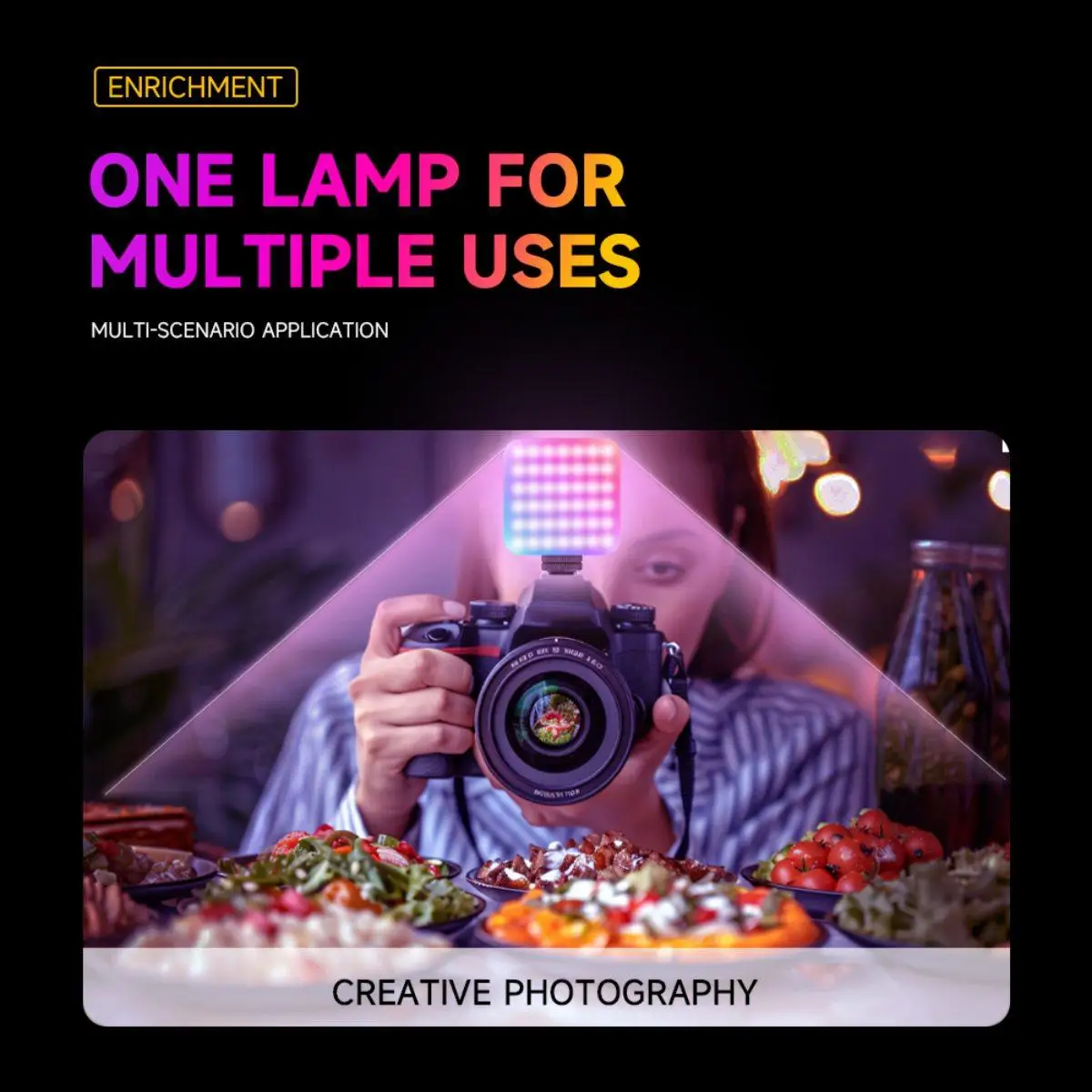 ZlICOYO Mini lekki telefon RGB Lighting Studio Light |   oświetlenie statywu |   10 trybów dynamicznych + regulacja RGB