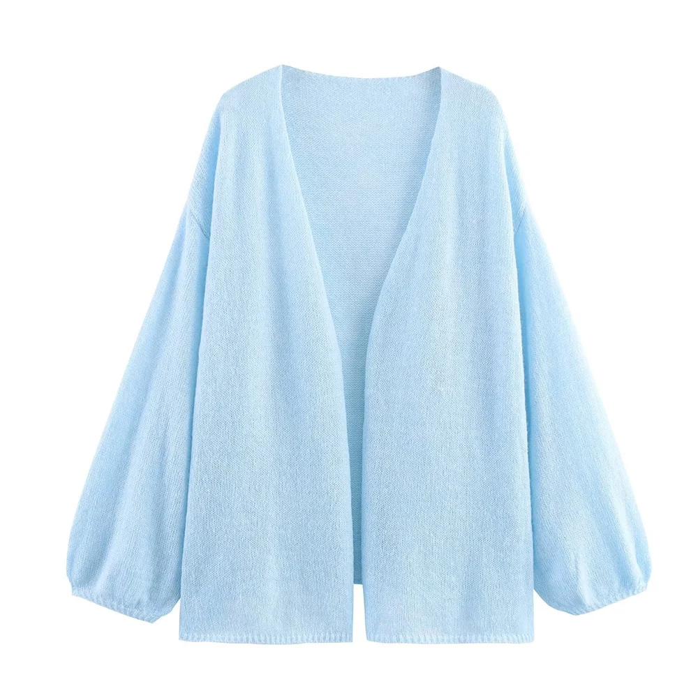 Cardigan tricoté de style européen et américain pour femmes, vêtement à la mode, simple et polyvalent, de couleurs fraîches et propres, nouvelle collection