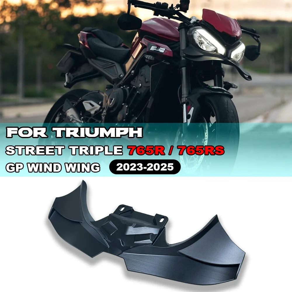 

For Triumph Street Triple 765R 765RS 2023-2025 Motorcycle Front Beak Spoiler Front Lip Fixed Wing Winglet Downforce Deflector