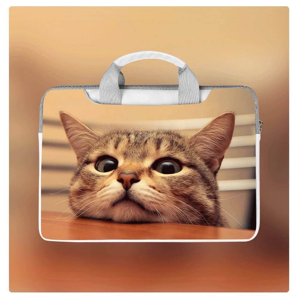 

Animal Kitten Print Computer Bag 13.3 14 14.6 15 16 Inch Large Capacity Laptop Sleeve Waterproof PU Shoulder Bag for Boys Girls