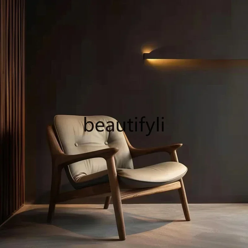 cn8617 LHY ss26 S26 North American black walnut ash wood solid wood single chair light luxury new Chinese style, living room off