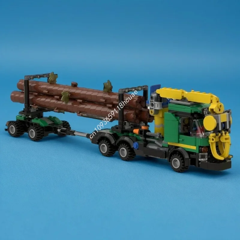 443 elementy MOC Ciężarówka do wyciągania drzew z przyczepą, model do składania, klocki konstrukcyjne, zabawki, architektura, prezenty świąteczne, montaż DIY, kreatywny pomysł, dla dzieci