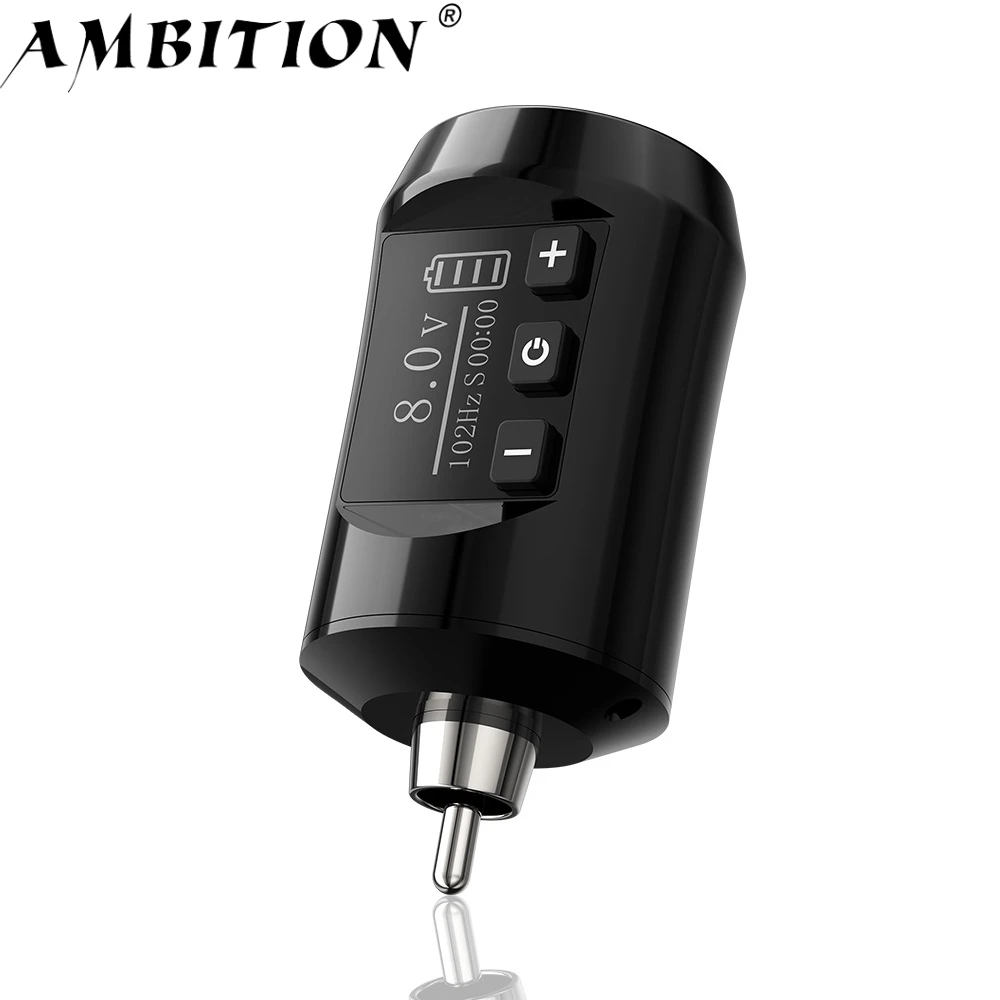 

Ambition Trex 2000mAh Portable Digital Tattoo Battery RCA Wireless Tattoo Power Supply for Rotary Tattoo Machine