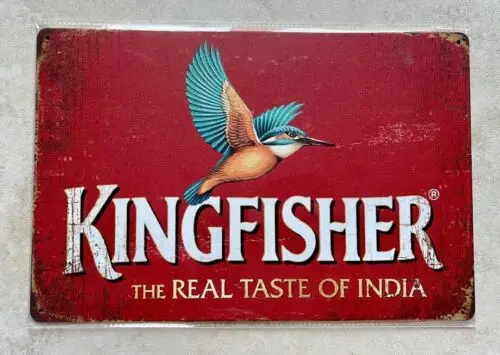 KINGFISHER LAGER THE REAL TASTE OF INDIA METAL SIGN MAN CAVE BEER PUB 20x30cm