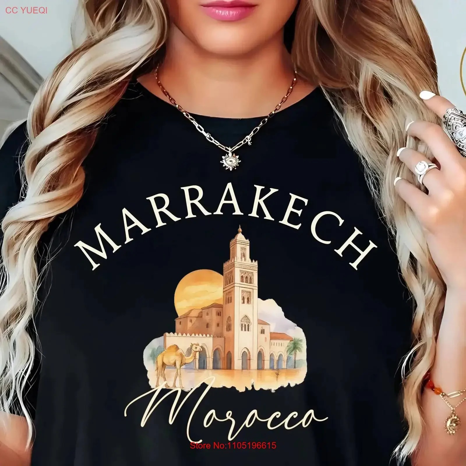 Marrakech Morocco T Shirt Koutoubia Mosque Desert Souvenir Moroccan Travel North Africa vintage Washed streetwear Casual Soft