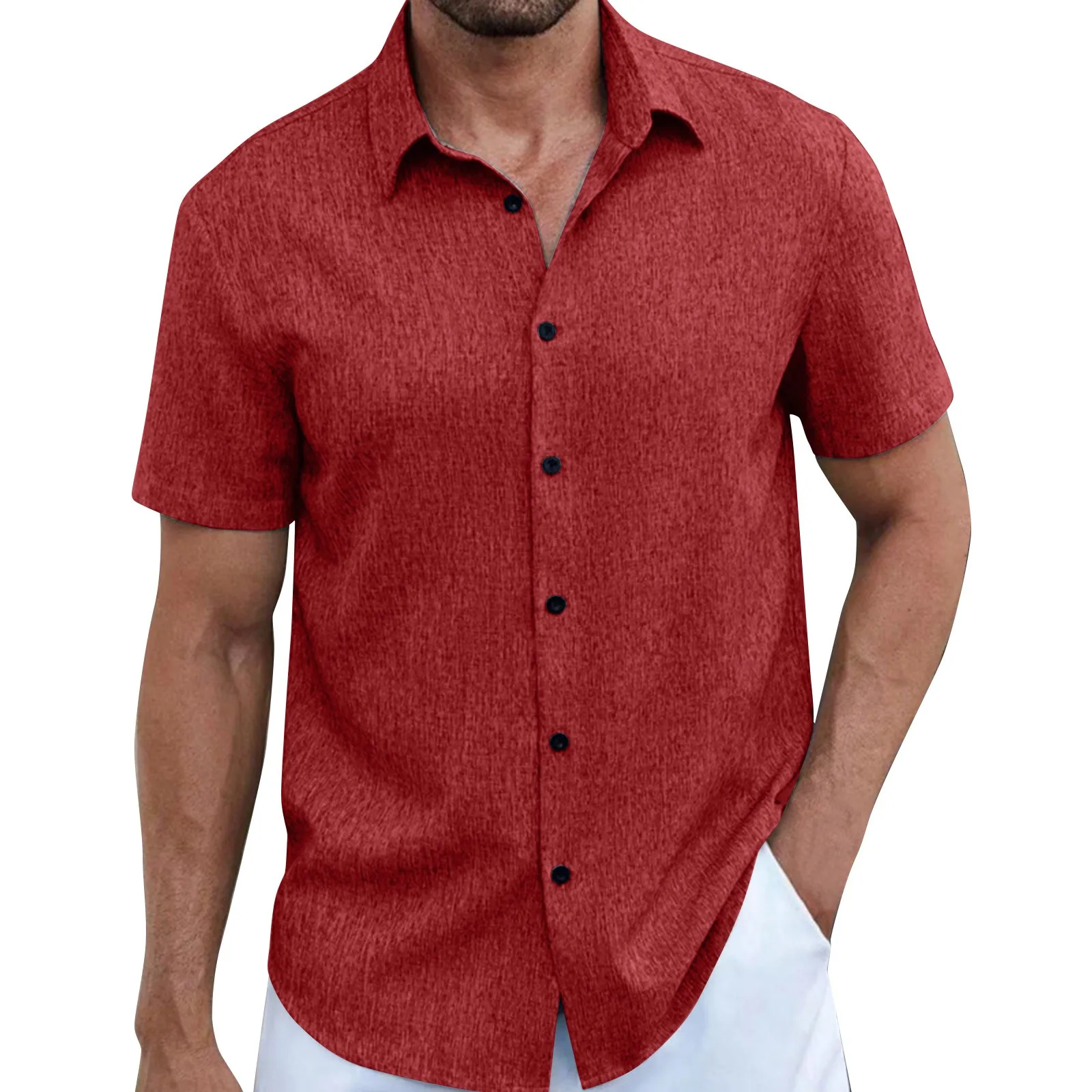 

Polo Shirt Man 2025 Summer Solid Color Lapel Short-Sleeved Shirt Men'S Casual Fashion Short-Sleeved Shirt New In Tops & Tees