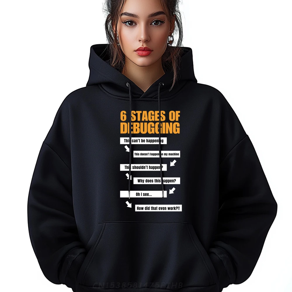 

6 Stages Of Debugging Design Loose Round Collar Youth Hoodies Summer Graphic Hoodies Latest Printed Long Sleeve Sweatshirt