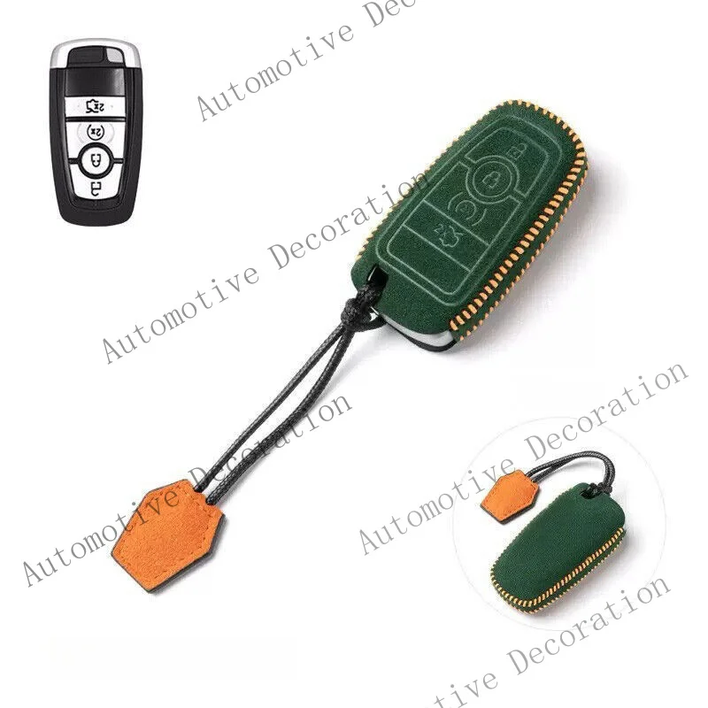 Z+ Suede Leather Car Key Fob Case Cover For Ford Explorer Fusion F-250 Edge Mustang
