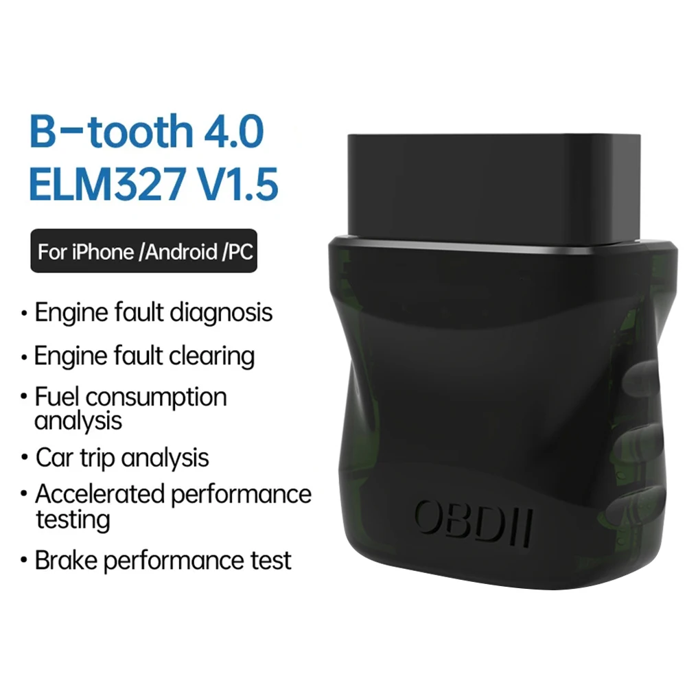 ELM327 V1.5 OBD2 Scanner Bluetooth 4.0 OBD2 Car Diagnostic Tool OBDII Engine Light Fault Code Reader Wireless for IOS Android PC