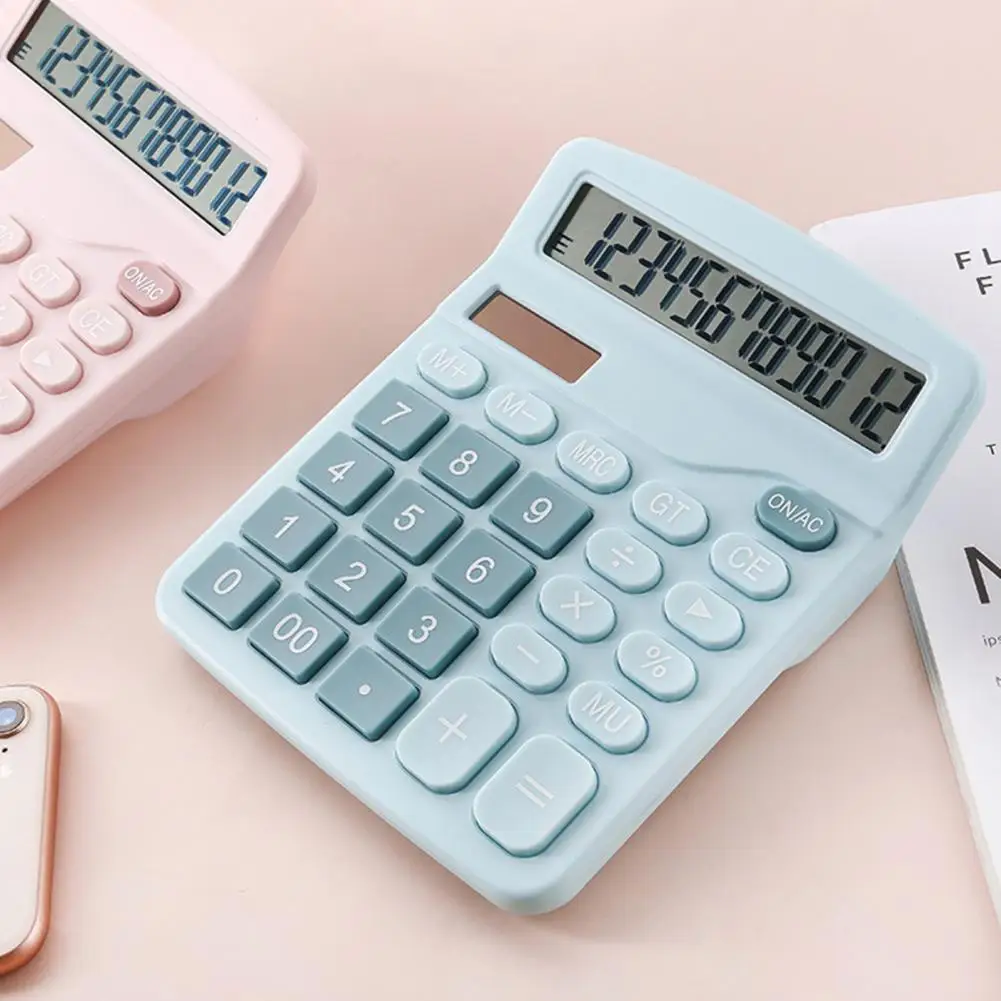 Mini Calculator Clear Screen Display 12 Digits Display Ultra-thin Desktop Financial calculator for Students Gifts Office Supply