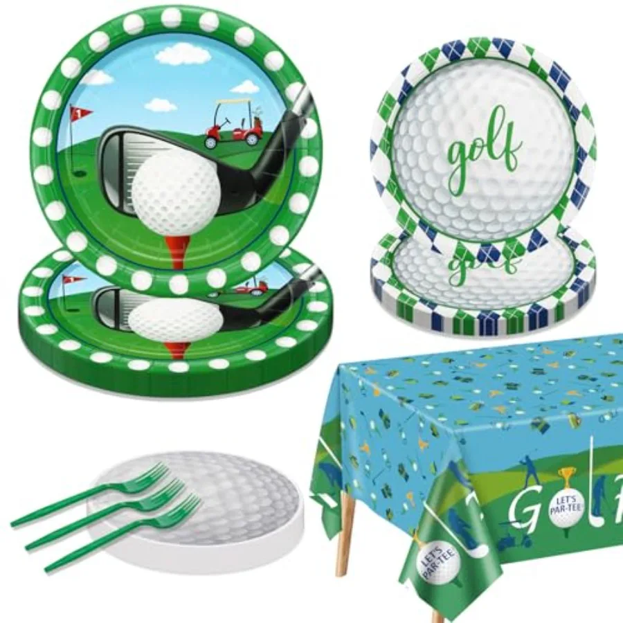 

Набор для вечеринки в стиле гольф на 20 гостей - одноразовая посуда: бумажные тарелки, салфетки, вилки, скатерть - для мужчин, любящих гольф B