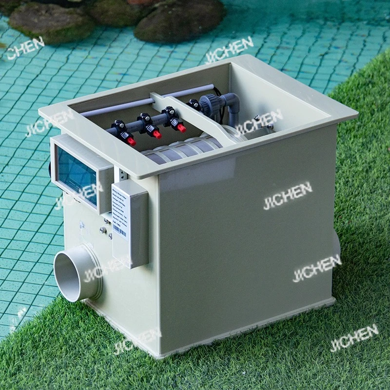 

10 cubic meters/h rotary drum filter PP material for aquarium water treatment and koi pond 20 tons capacity