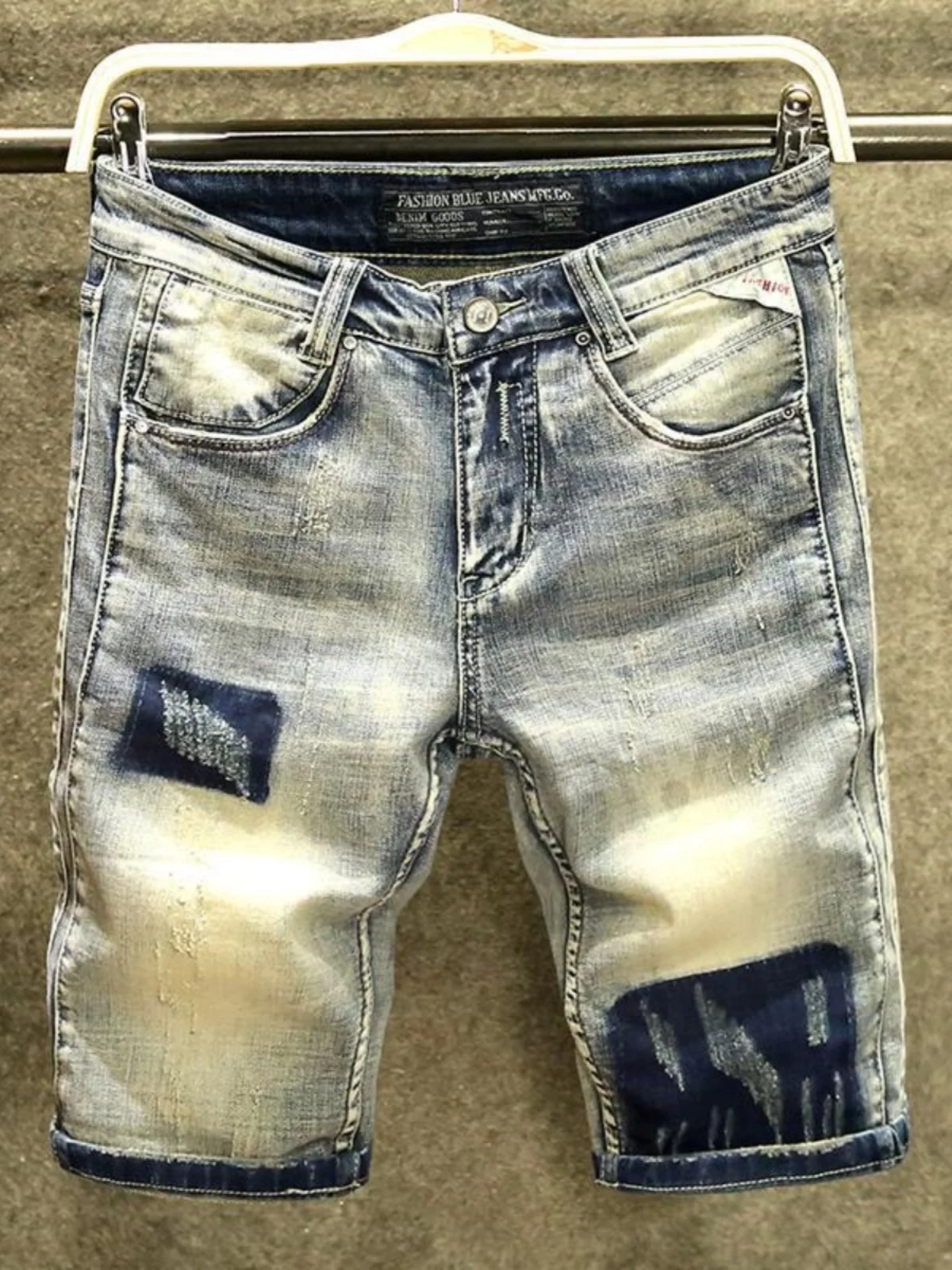 

Летние тонкие мужские джинсы прямого кроя, зауженные, с пятью карманами, универсальные, повседневные, высокоэластичные, прочные, синие джинсы