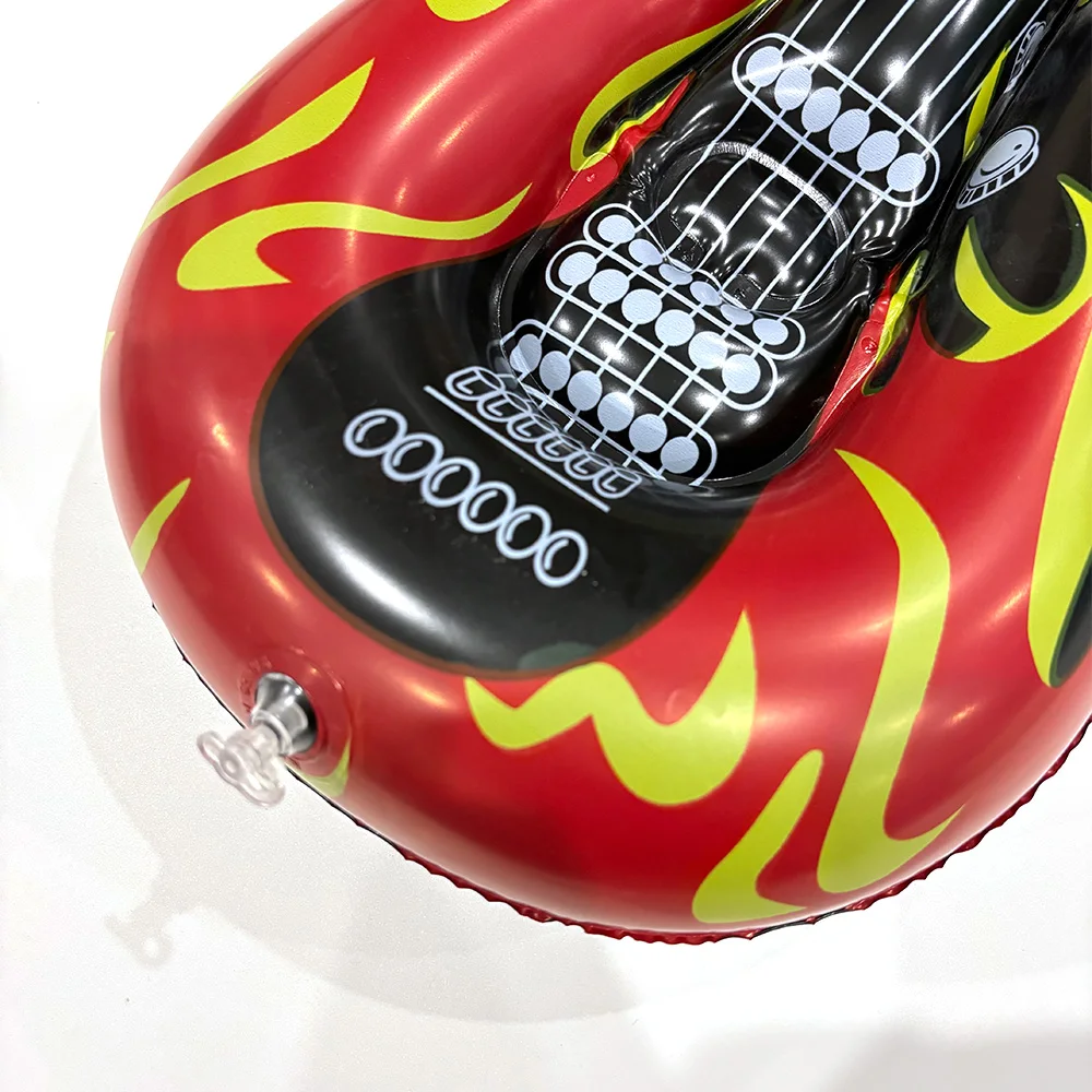 2 Stück 36 Zoll Flame aufblasbare Gitarren, verdickte wiederverwendbare aufblasbare Ballons für Rockgitarre, Musikparty-Dekoration – Detail 6