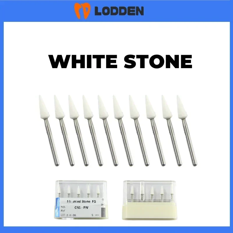 5pcs Dental White Stone White Polishing Burs Stones Burs FW/RW Drills Flame Shape for Dentistry Teeth Care & polishing